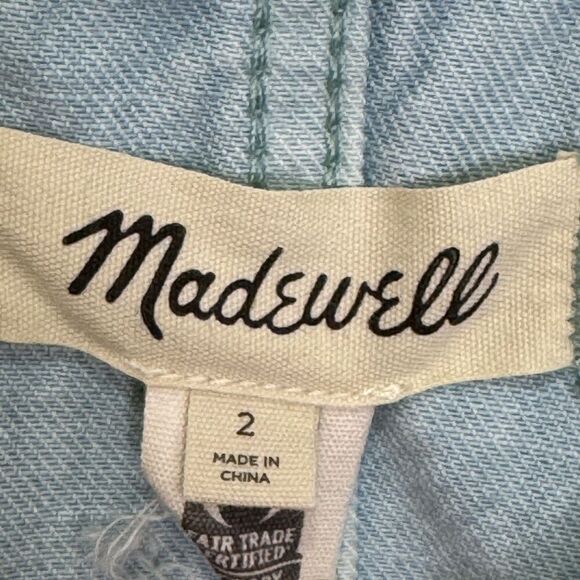 Madewell Dress Womens 2 Blue Denim Button Front Sleeveless Pockets Mini Utility - Picture 2 of 8